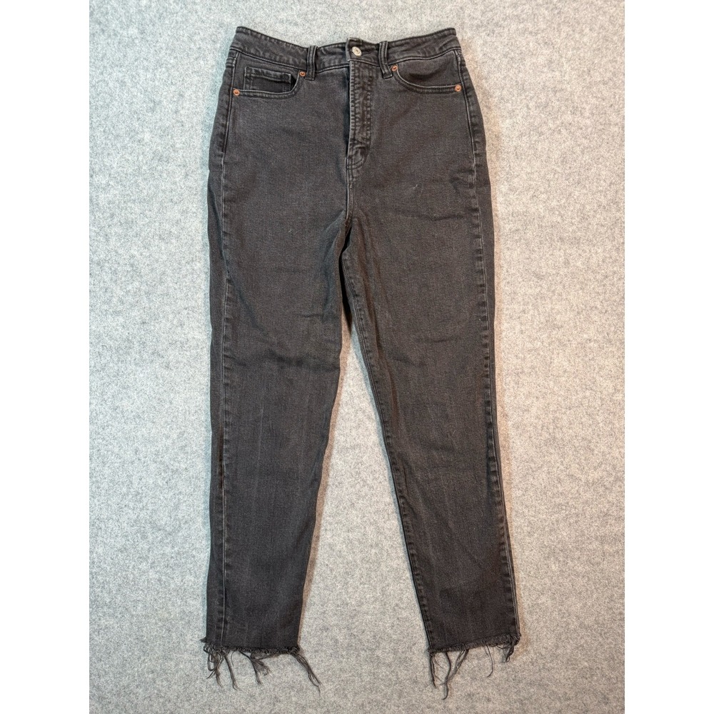 Old Navy OG Straight Higher High Rise Black Raw Hem Jeans Womens 6 Regular‎